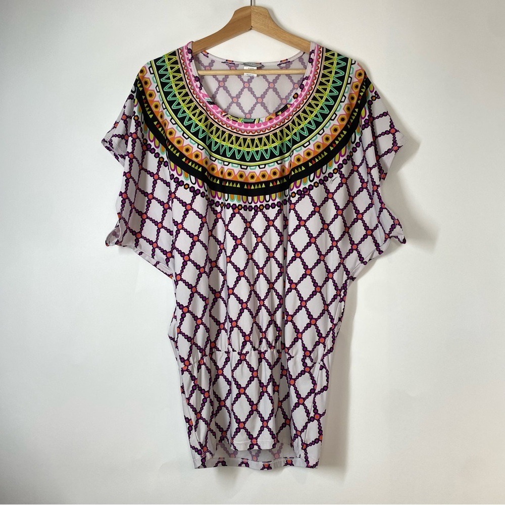 Trina Turk Kon Tiki Colorful Swim Cover Up Tunic Beach Dress Size XS Maximalist